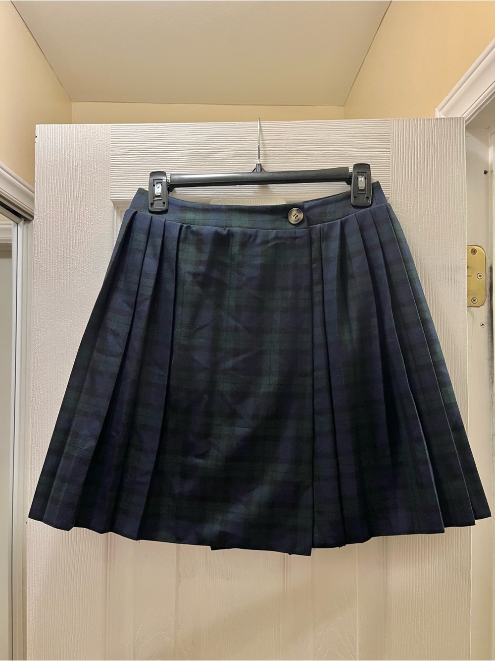 Superdry Navy Blue and Green Pleated Skirt